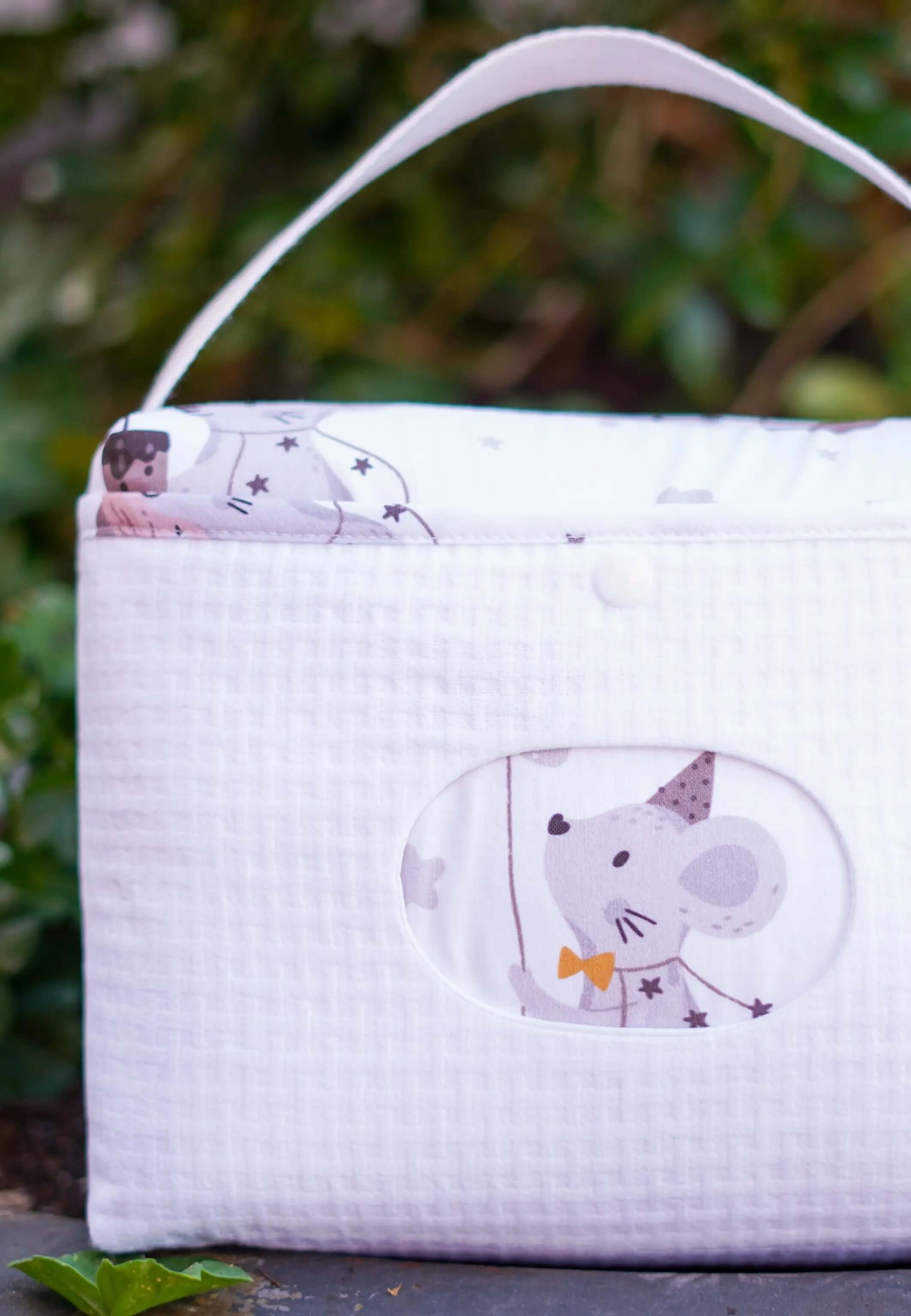 Pañalera para guardar pañales y toallitas bebé recién nacido con ratoncitos
