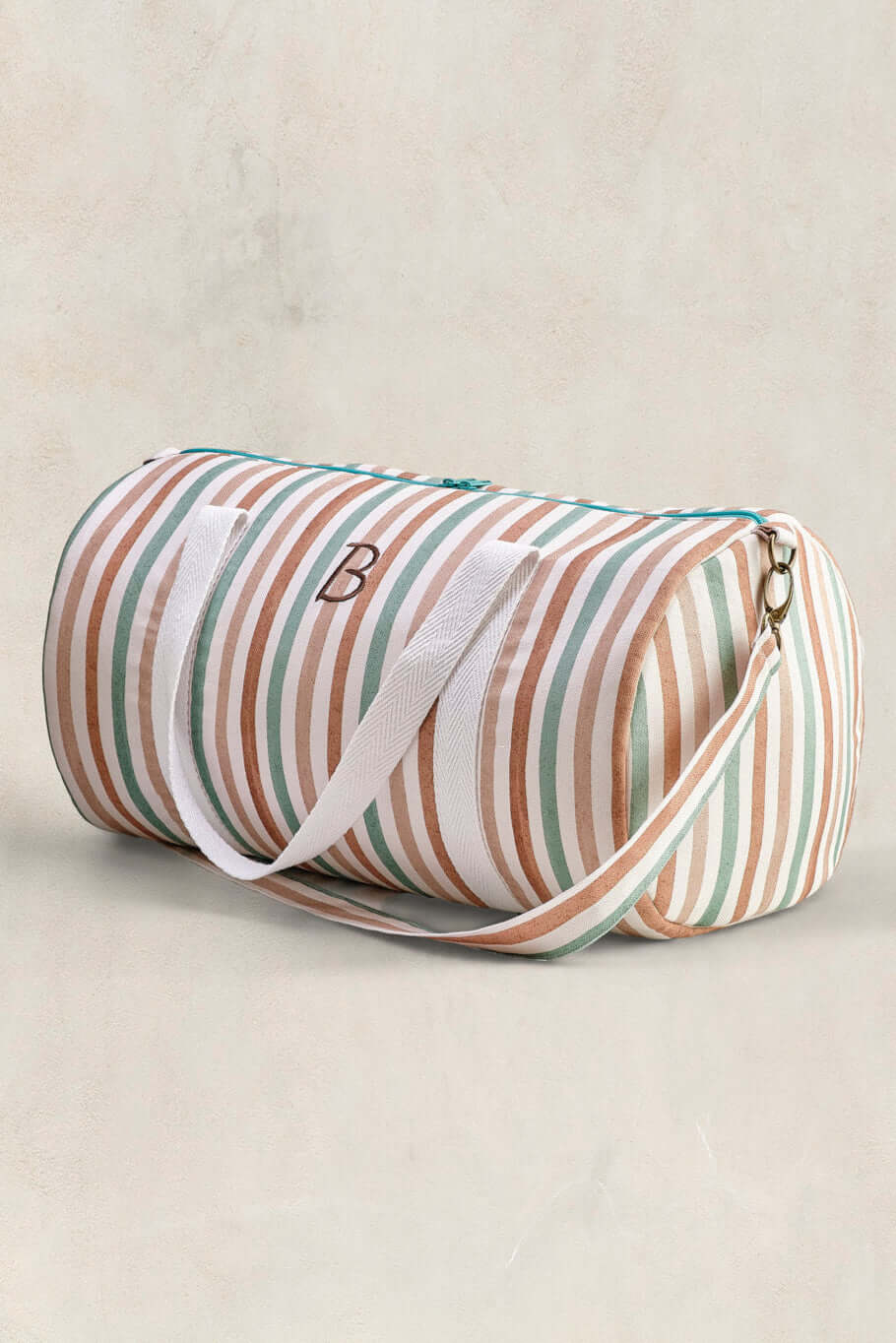 bolsa de deporte mujer rayas personalizada con inicial bordada