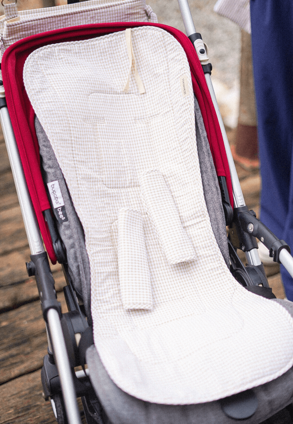 Bolso de carro y funda universal para silla de paseo a juego Beige Vichy