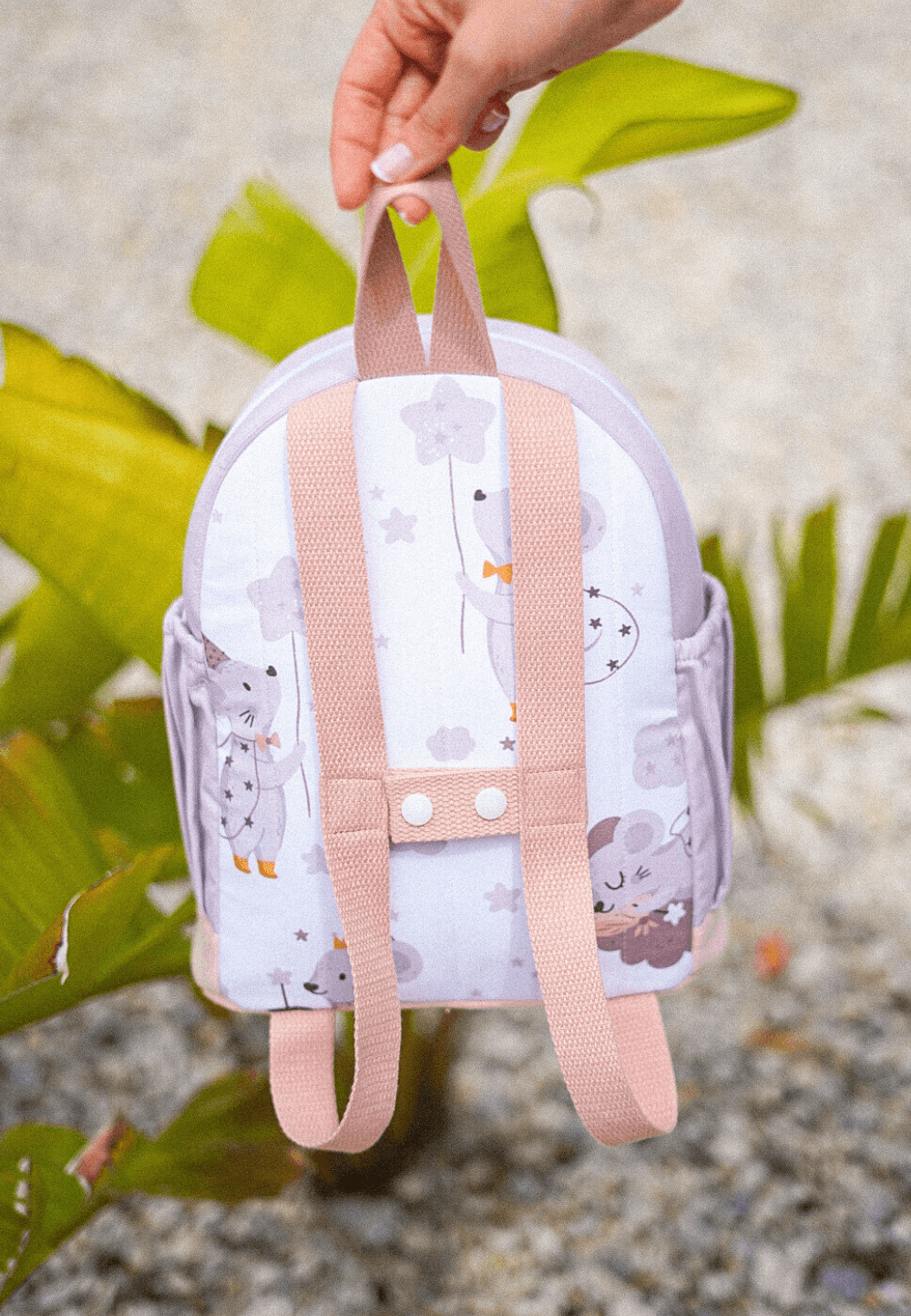 Mochila para niña gris y rosa Baby Mouse