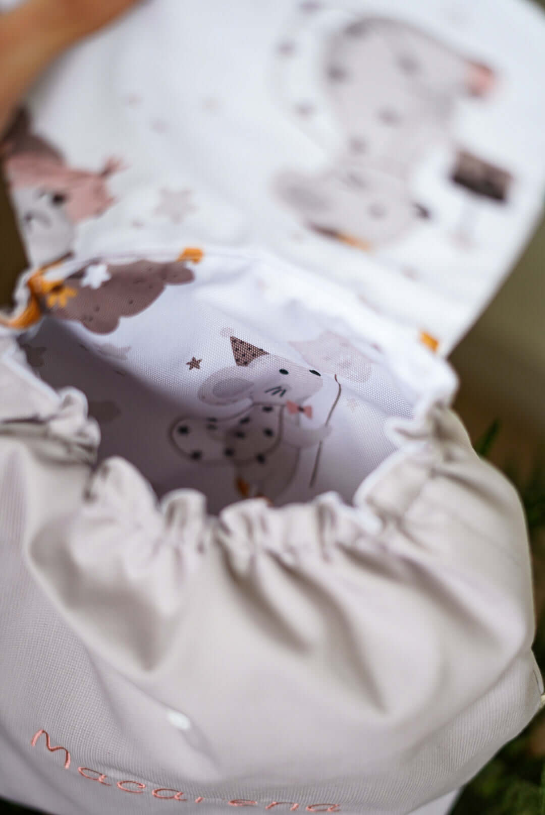 mochila de tela para la guarde impermeable para bebé ratones y rosa