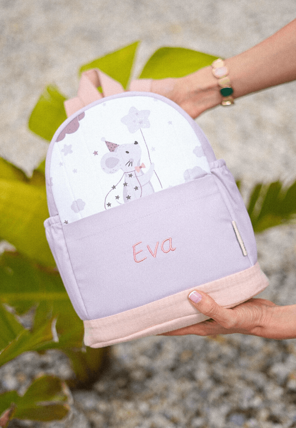 Mochila para niña gris y rosa Baby Mouse