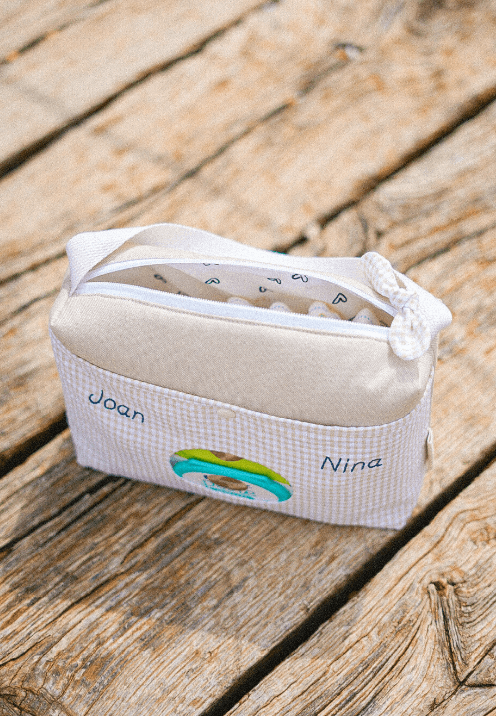 Handmade XL diaper bag for twins with custom names, porta pañales y toallitas para gemelos y mellizos personalizada