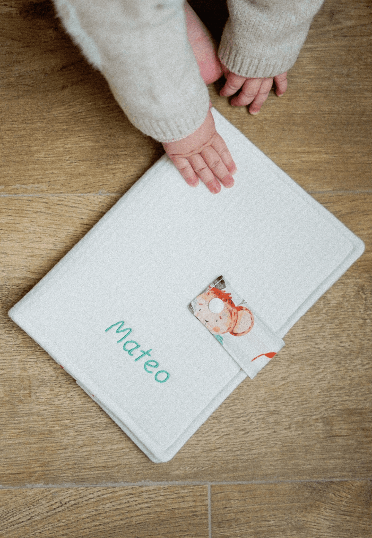 porta documentos niño personalizado con nombre bordado de animalitos