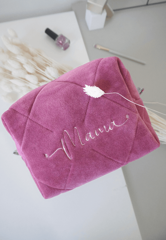 neceser mamá, regalo para mamá y recién mamá en tono rosa empolvado terciopelo