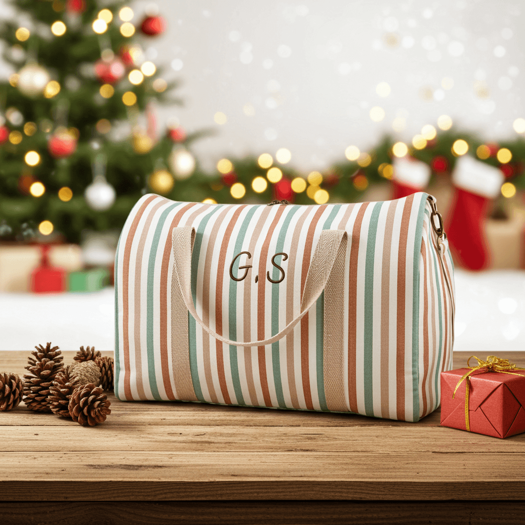 Bolsa de viaje Riviera Stripe · Regalo personalizado con iniciales
