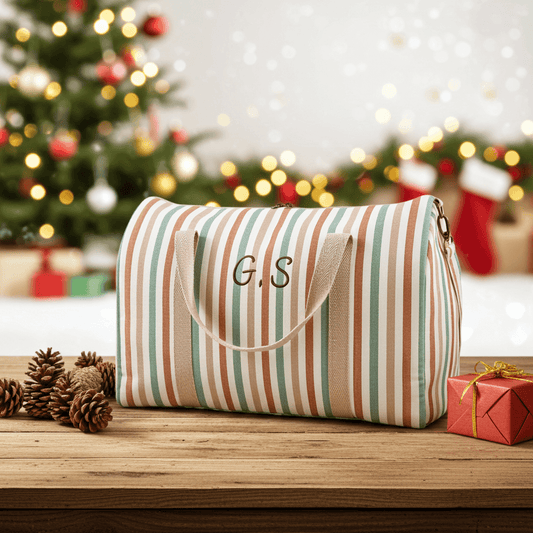 Bolsa de viaje Riviera Stripe · Regalo personalizado con iniciales