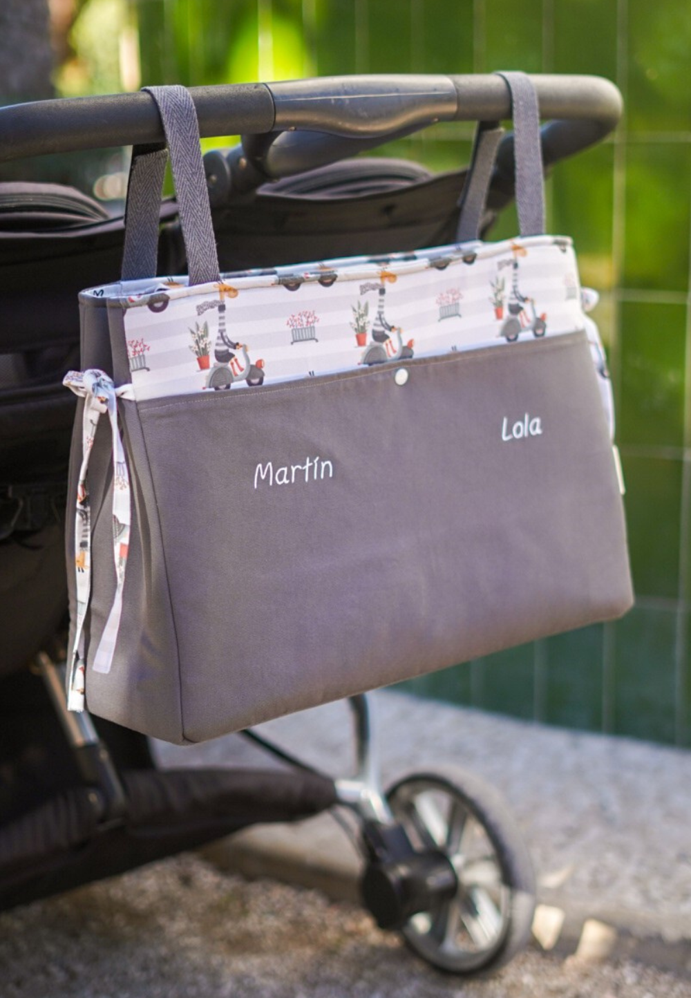 bolsa de carro gemelar personalizada nombres bordados