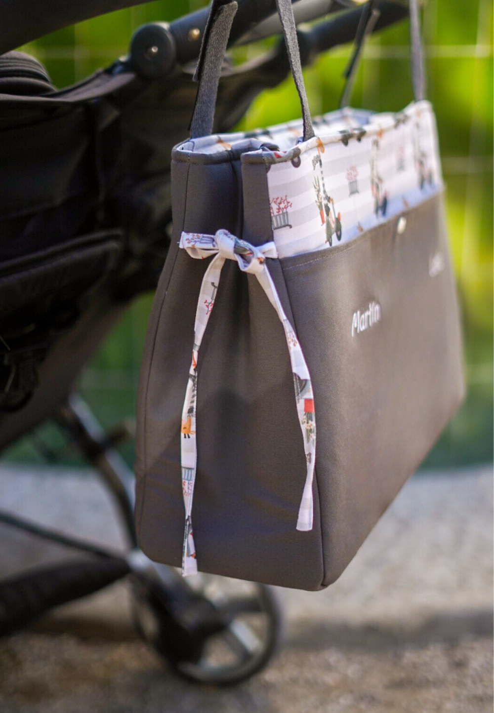 bolsa de carro gemelar gris oscura