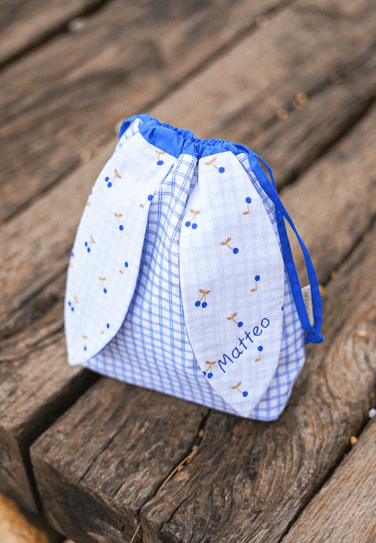 Bolsa de merienda azul personalizada para niño