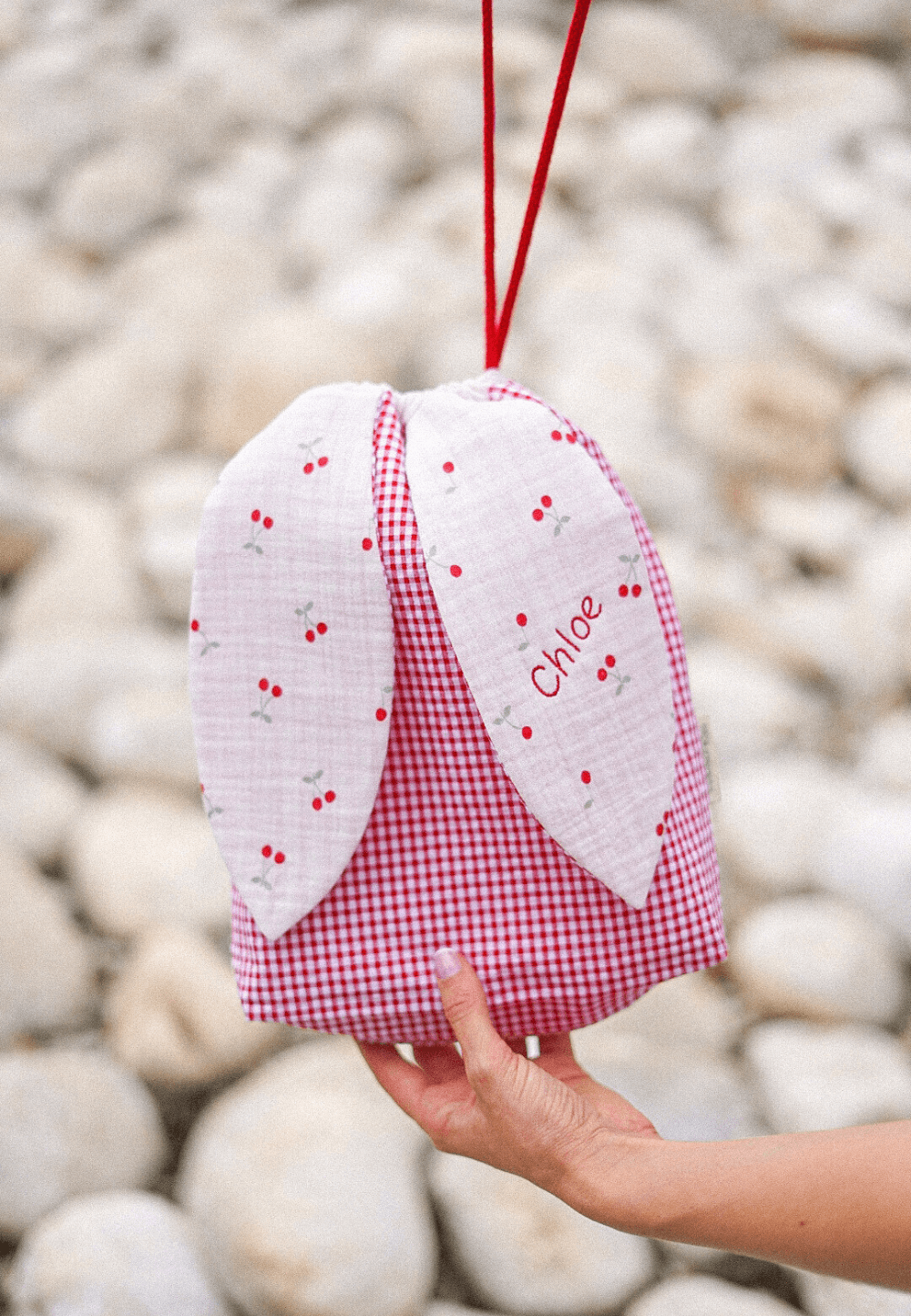 Bolsa de merienda para bebé, niño y niña personalizada con nombre, impermeable vichy rojo