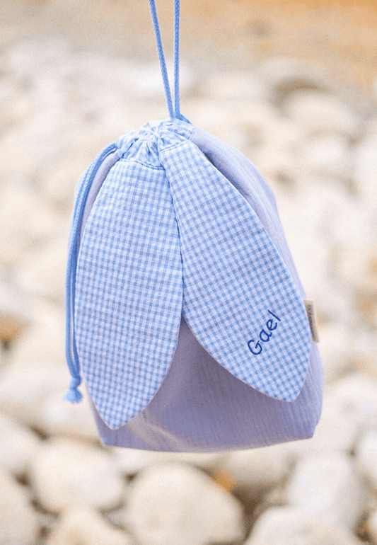 Bolsa de merienda personalizada Azul vichy