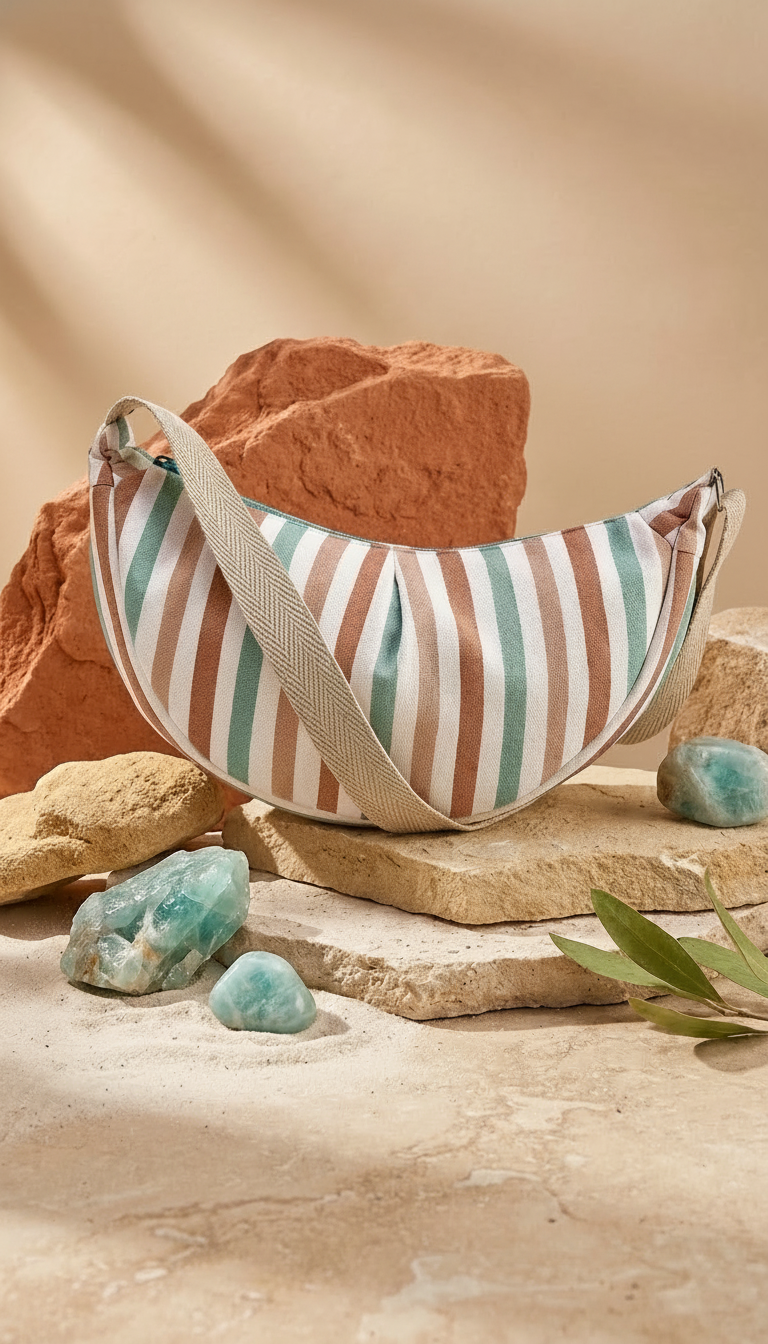 Bolso Luna Riviera Stripe · Modelo Luna bandolera