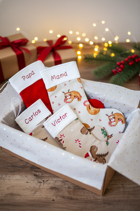 Calcetines de Navidad personalizados · Papá, mamá y peques