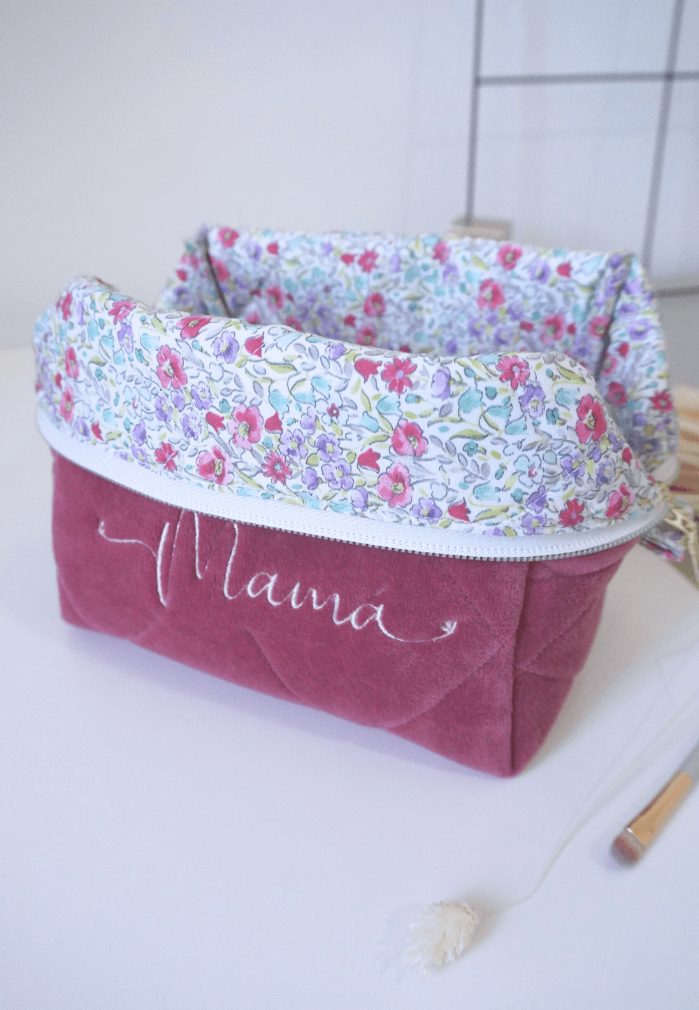 neceser cesta de tela terciopelo para mamá regalo
