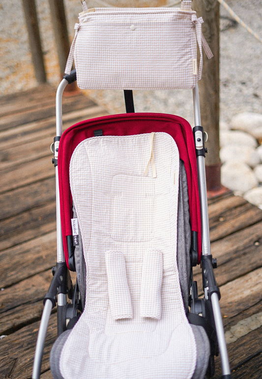 Bolso de carro y funda universal para silla de paseo a juego Beige Vichy