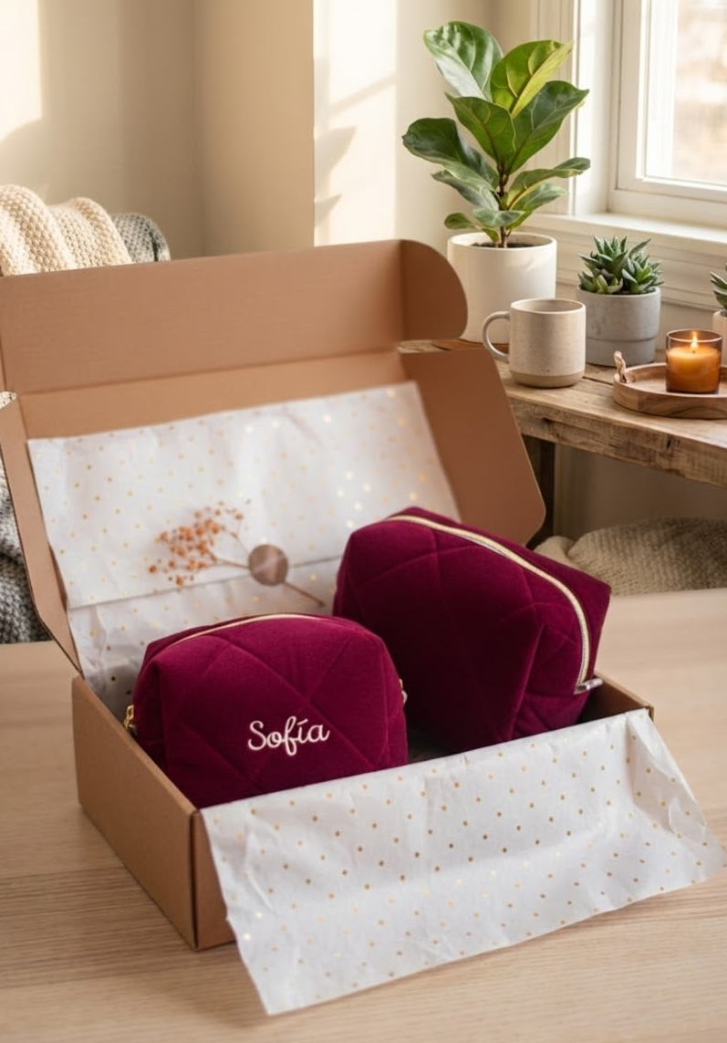 conjunto de neceseres de viaje personalizados para mujer burdeos