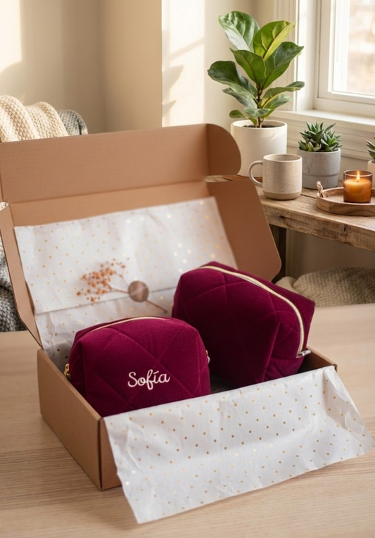 conjunto de neceseres de viaje personalizados para mujer burdeos