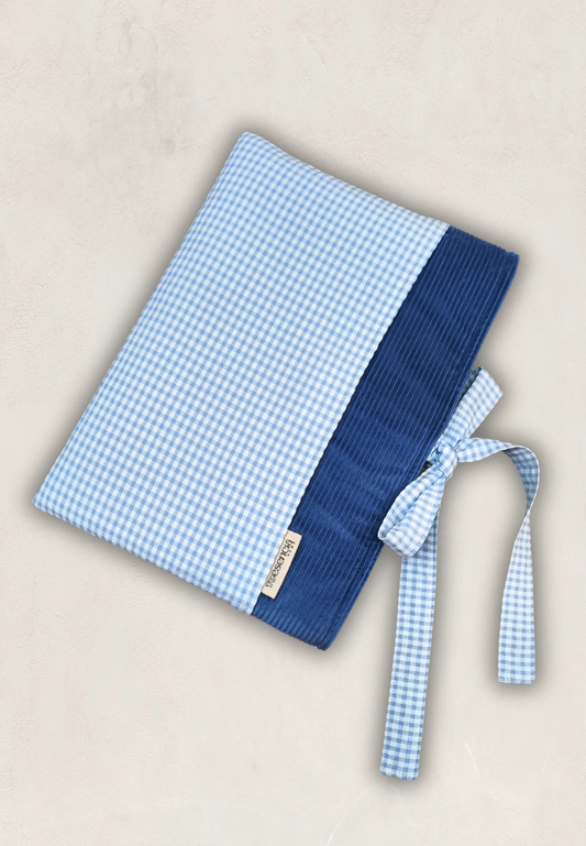 funda para libro vichy azul reversible