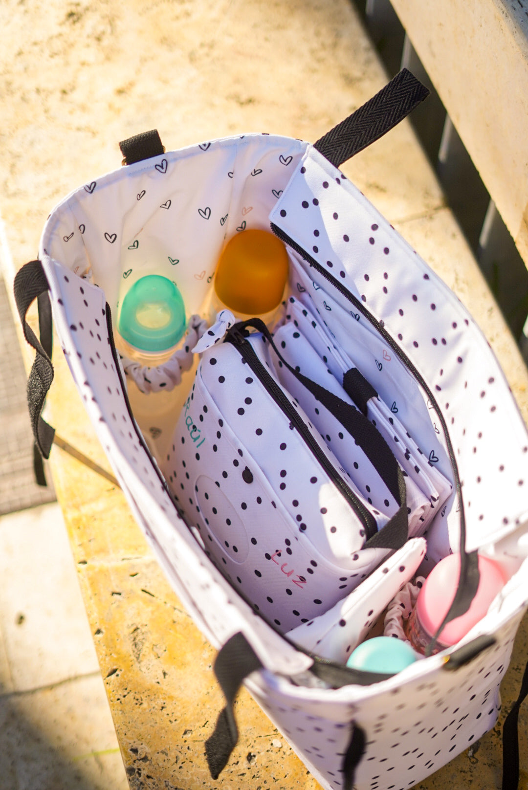 Bolso de carro gemelar Black Dots · De diseño · Acabados impecables