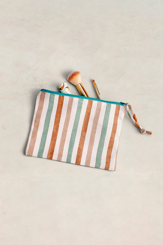 Mini neceser plano de bolso – Riviera Stripe – Ligero, fino y útil
