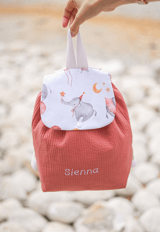 Mochila de tela para bebé de elefantes y pingüinos