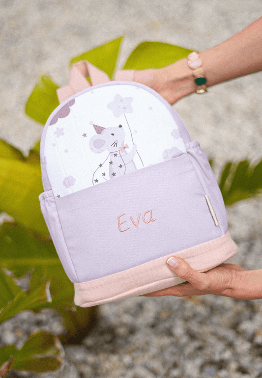 Mochila para niña gris y rosa Baby Mouse