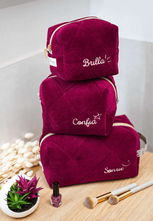 Conjunto de neceseres a juego y conjunto para viaje mujer burdeos impermeables