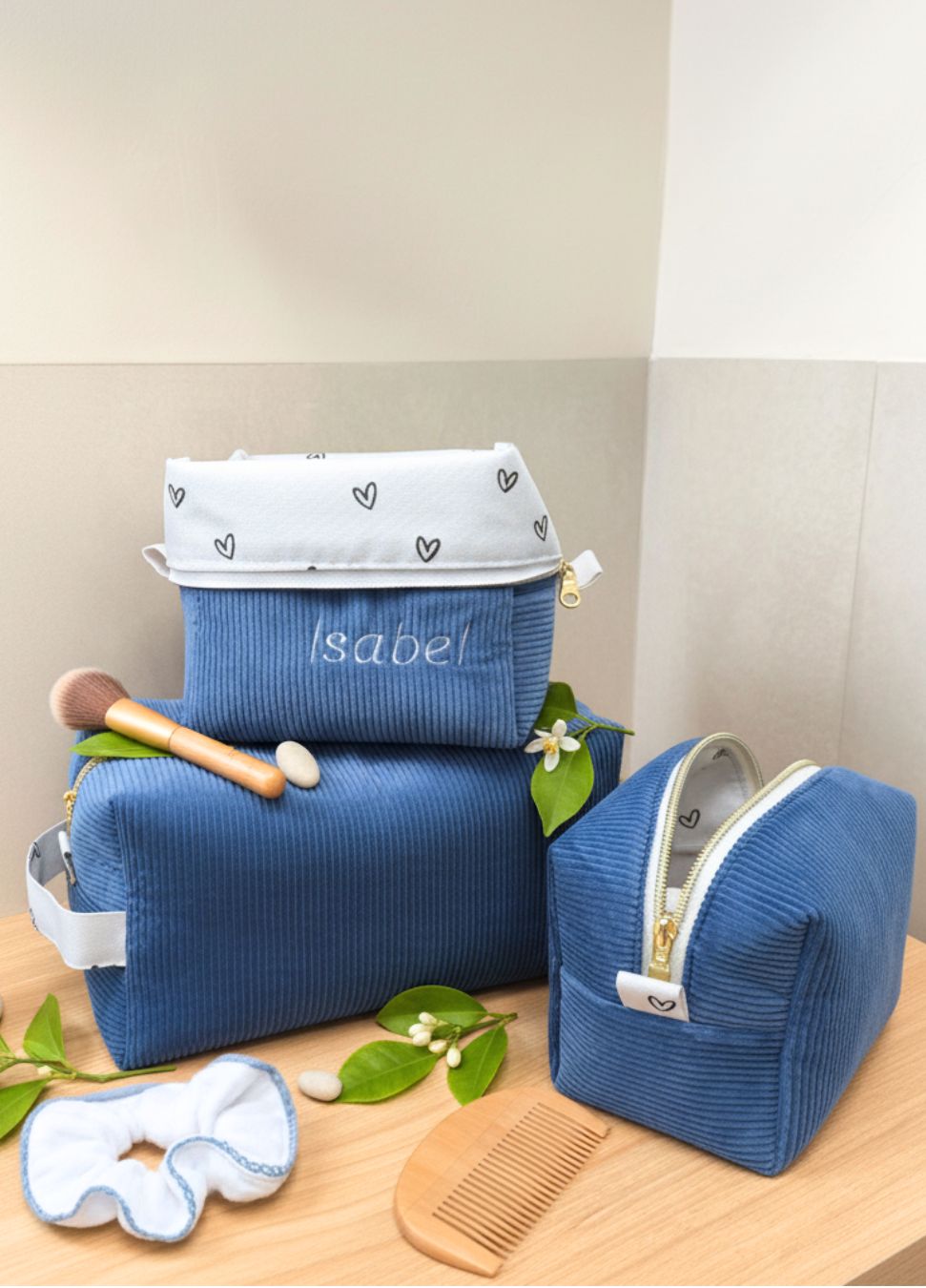 neceseres de viaje azules pana mujer impermeables