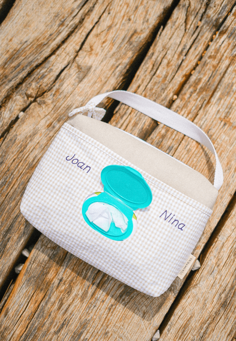 Personalized waterproof baby wipes case for twins, pañalera porta pañales y toallitas para mellizos y gemelos grande e impermeable y personalizada bordada