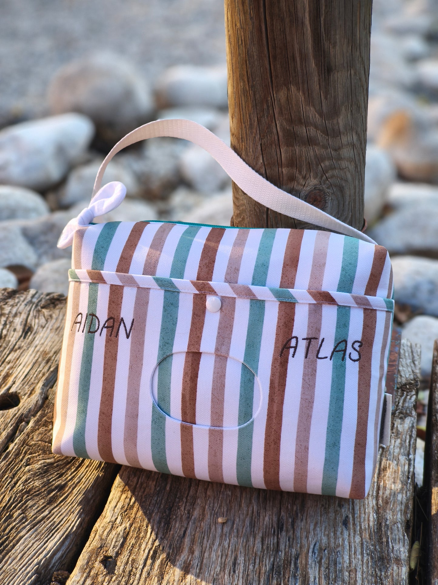 Pañalera gemelar Riviera Stripe · XL · Personalizada