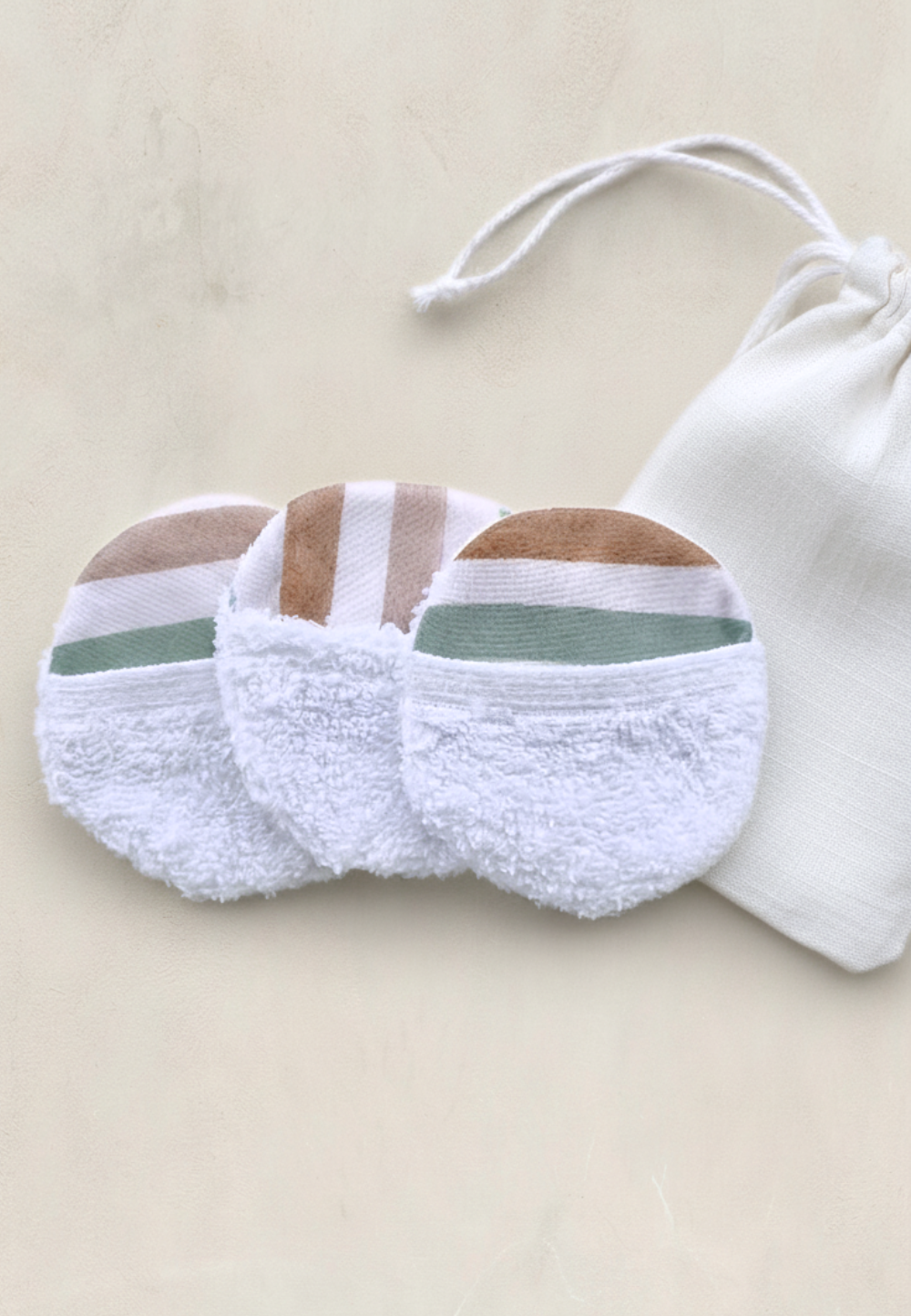 discos desmaquillantes toalla rizo ecologicos con estampado rayas